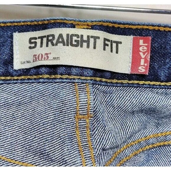 Vintage Levi's 505 Straight Fit Men's Jeans Size 32x32 Dark Wash Denim Cotton - Picture 3 of 13